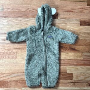 Patagonia Baby Fuzzy Bear One-Piece in Olive Green